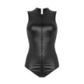 zwarte wetlook body met rits