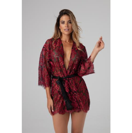 Luxe Kimono Fleur de Plaisir - zwart/rood